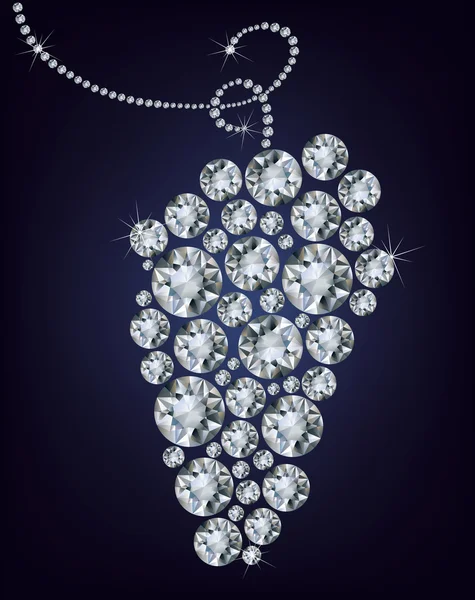 Wilde Traube gebildet eine Menge Diamanten auf dem schwarzen Hintergrund — Stockvektor
