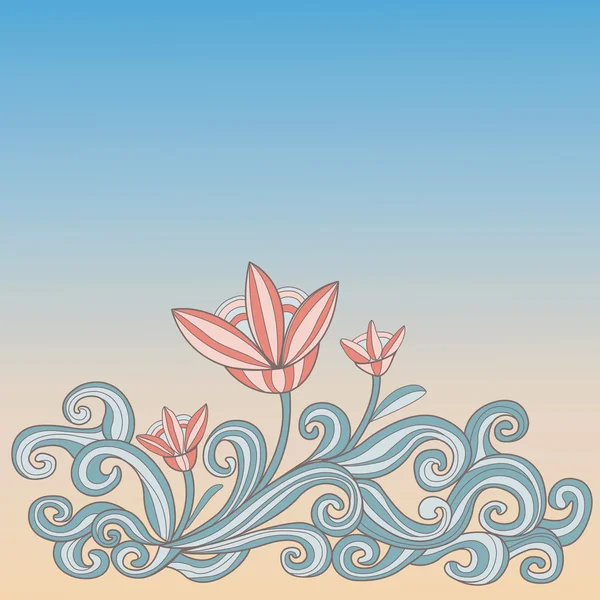 花とヴィンテージスタイルの背景 — ストックベクタ