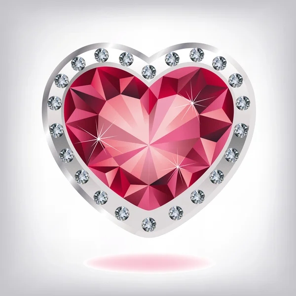Rubis coeur diamants — Image vectorielle