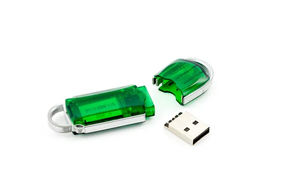 Crashé mémoire flash USB, isolé sur fond blanc — Photo