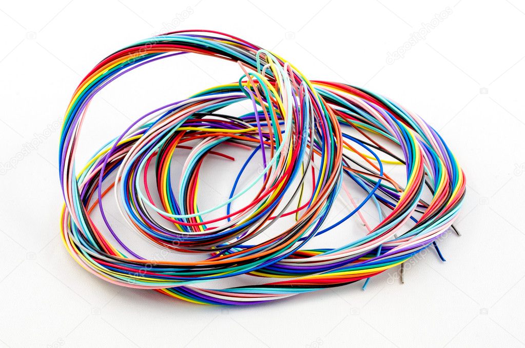 A bunch of colourful cables