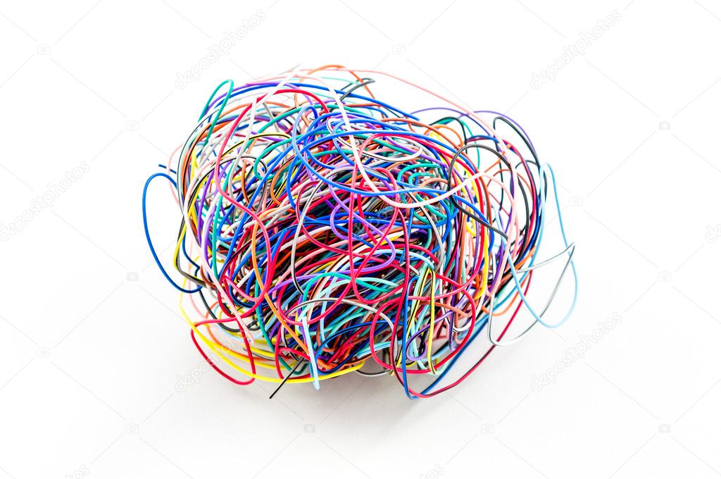 A ball of colourful cables