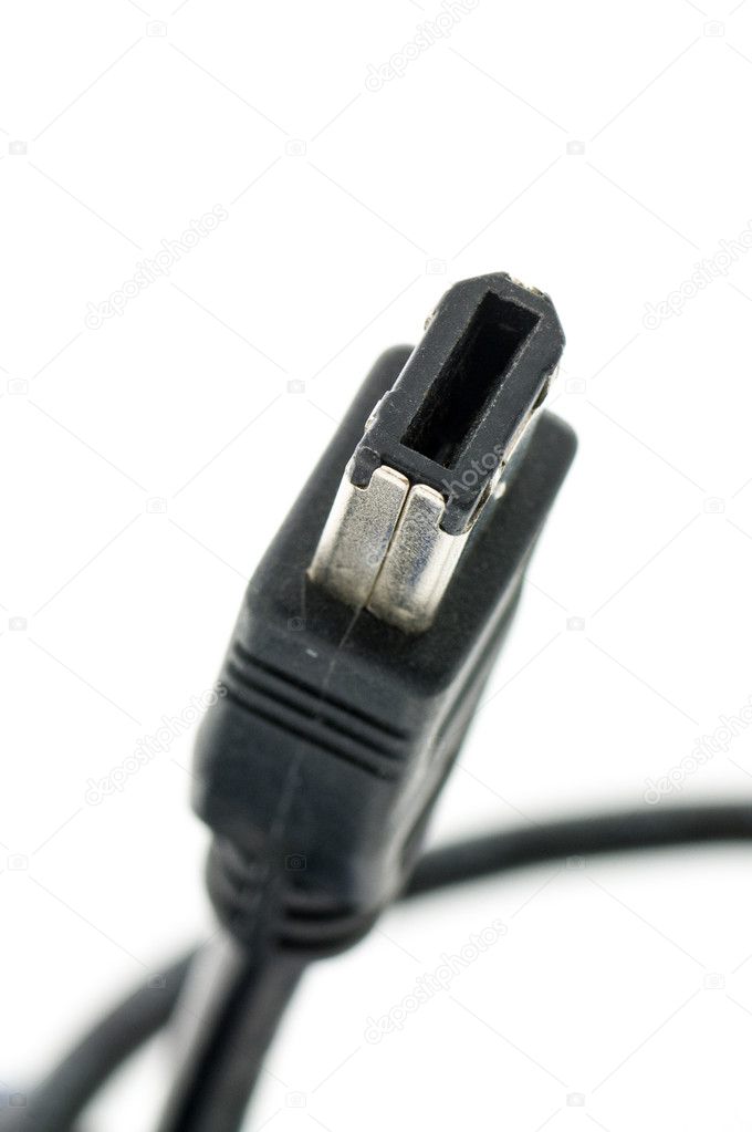 A firewire plug over a white background