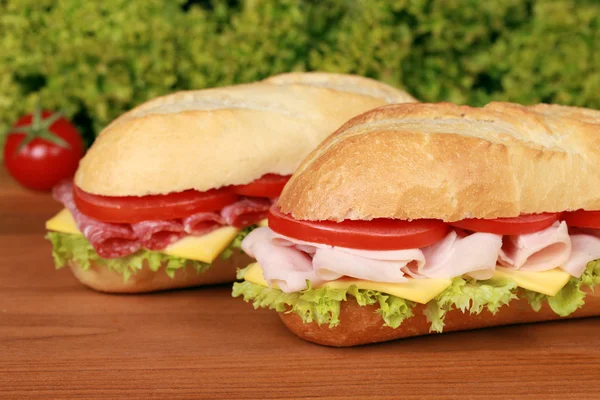 stock image Ham and salami sandwich