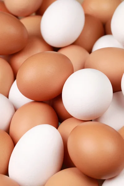 Witte en bruine eieren — Stockfoto
