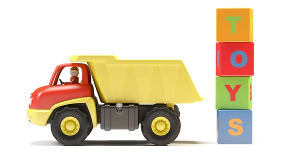 Camión de juguete y cubos — Foto de Stock