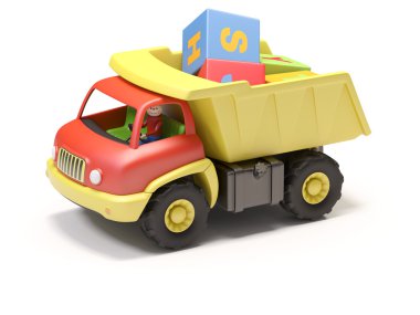 Toy truck and cubes clipart