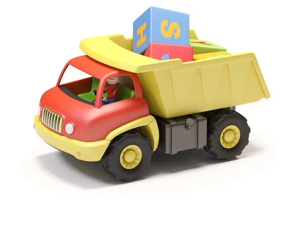 장난감 트럭 및 큐브 스톡 사진