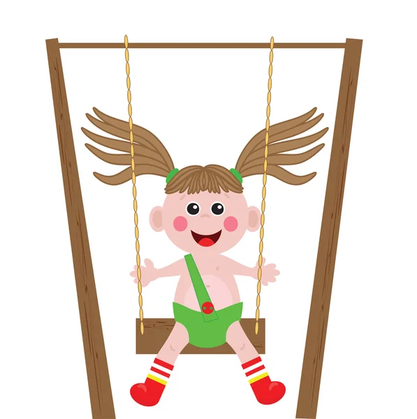 A girl playing swing — Stock Vector