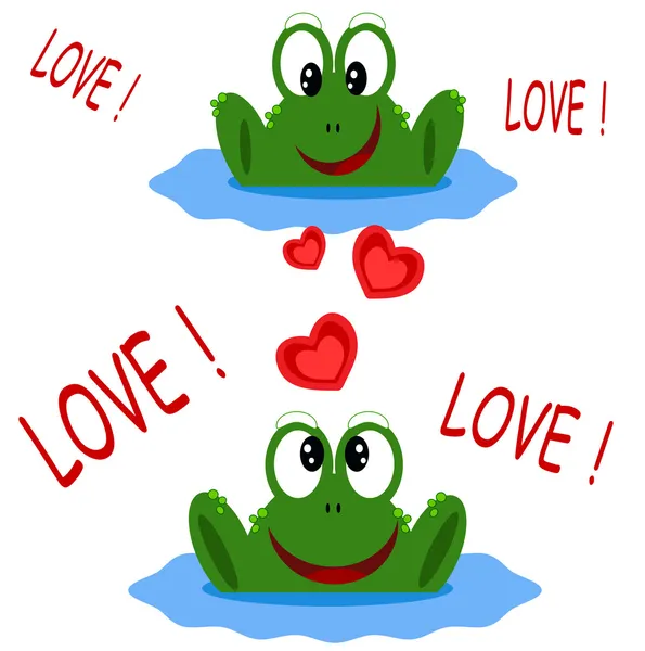 Dwie żaby, Walentynki dzień karta. — Zdjęcie stockowe