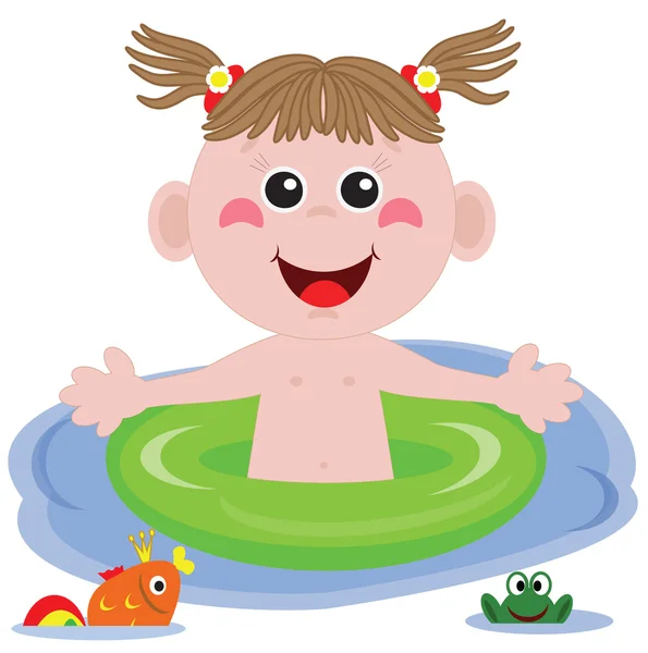 Pływak zabawna dziewczyna — Zdjęcie stockowe