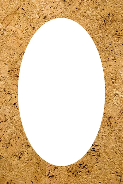 Weißer ovaler Fotorahmen. Teller aus Kork — Stockfoto