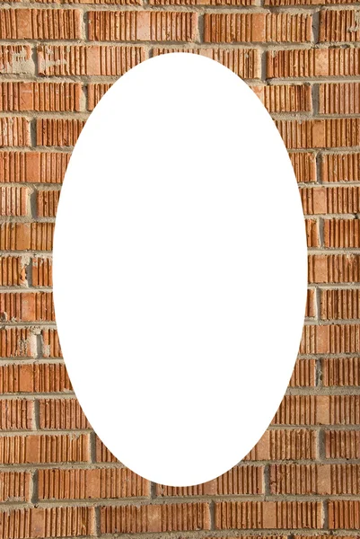 Röd tegelvägg och isolerade oval i mitten — Stockfoto
