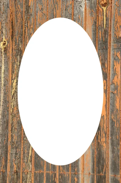 Paint stripped off old factory door white oval — Stock Photo, Image