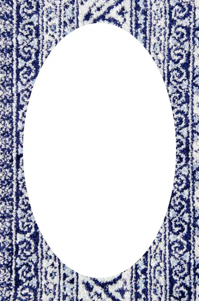 Old fabric carpet texture and ornaments frame oval — Stock Photo, Image