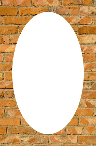 Red brick wall and white oval in center — Stock Photo, Image