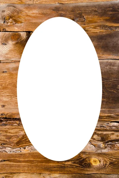 Gamla träbyggnad vägg och vit oval i mitten — Stockfoto