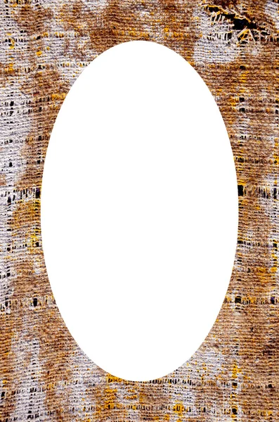 Textura de material viejo y oval blanco en el centro — Foto de Stock