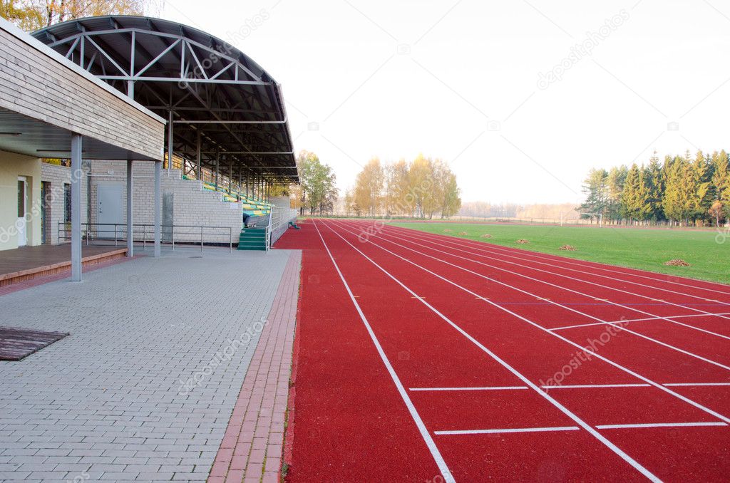 Athletics stadium running tracks football pitch