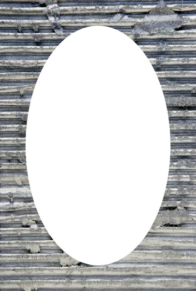 Metal bitirmek duvar ve merkezi beyaz oval — Stok fotoğraf