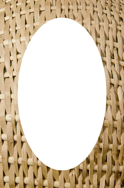 枝編み細工品バスケット背景と白い楕円形の中心 — ストック写真