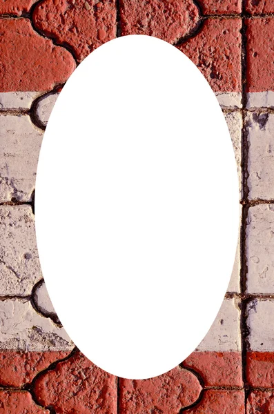 Muur fragment achtergrond en witte ovaal in centrum — Stockfoto