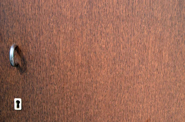 Retro brown cupboard key hole handle background — Stock Photo, Image