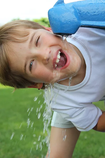 stock image Thirsty young boy