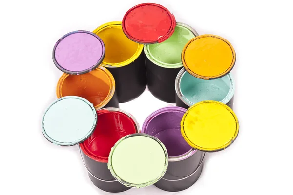 Color Wheel Paint Cans — Stock Photo, Image