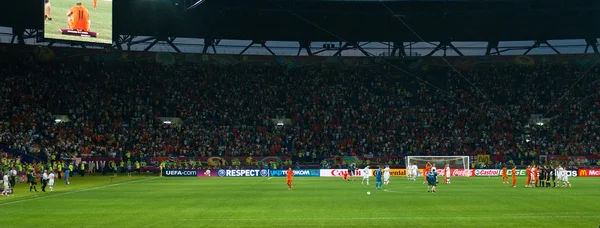 Emociones de los Países Bajos y Dinamarca equipo de fútbol después del partido —  Fotos de Stock