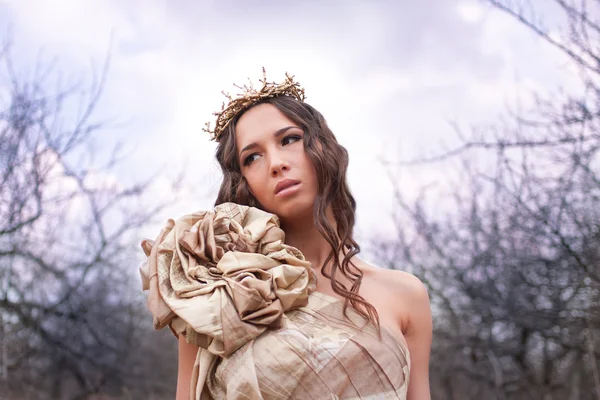 Prinsessan i guld klänning — Stockfoto