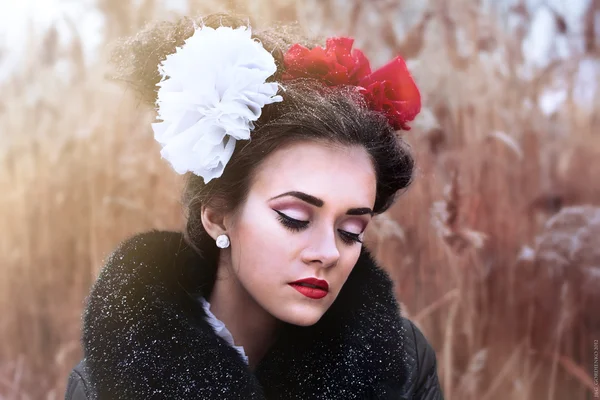 The girl with bows — Stock Photo, Image