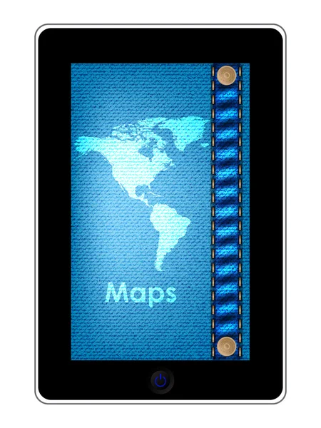 Tablet PC especial con diseño de vaqueros azules — Vector de stock