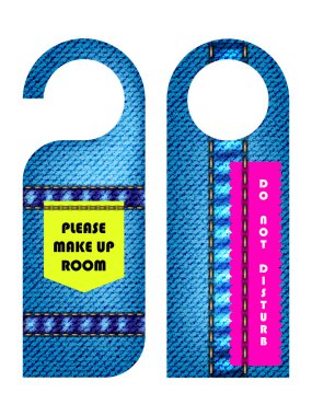 Hotel do not disturb door hanger with special jeans design clipart