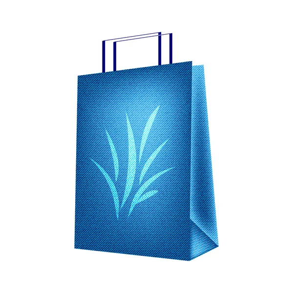 Special shopping bag with blue jeans design — Stock Vector