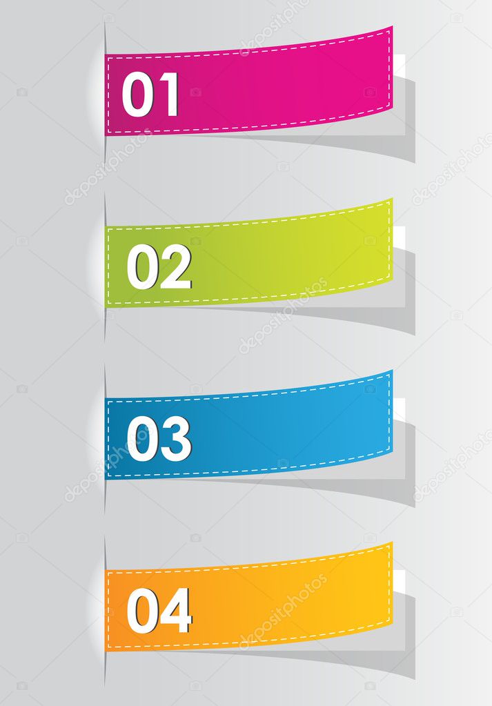 Set of colorful numbered stickers for your website