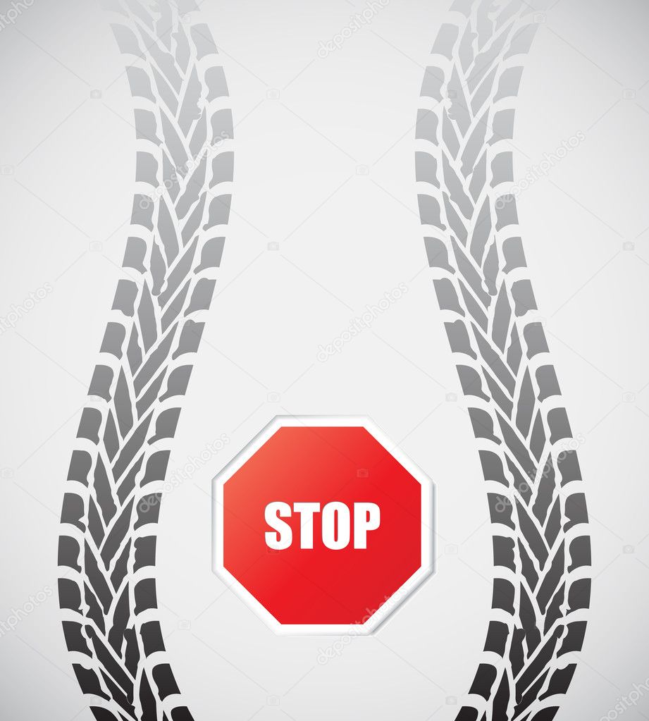 Special tire track with stop sign