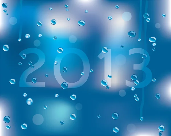 Gelukkig nieuw jaar 2013 bericht op een natte ondergrond — Stockvector