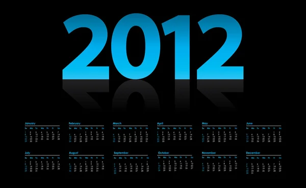 Kalender för 2012, vecka startar på söndag — Stock vektor