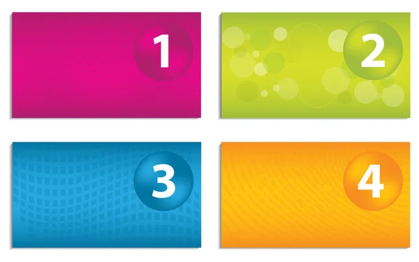 Σύνολο πολύχρωμο επαγγελματικές κάρτες με αριθμημένα κουμπιά — Διανυσματικό Αρχείο