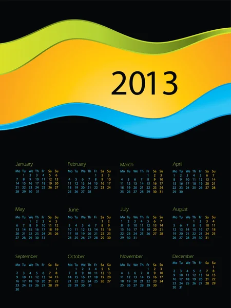 Special calendar design for 2013 — Stock Vector