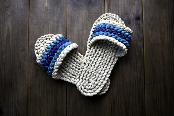 Stock image Hand woven slippers.