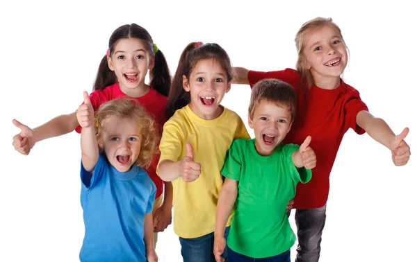 Группа детей с большими пальцами на вывеске Лицензионные Стоковые Фото