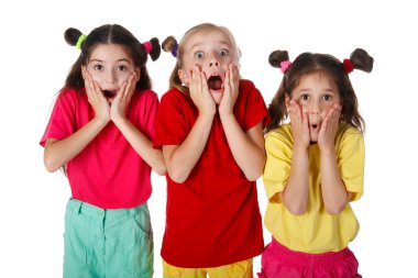 Three surprised little girls clipart