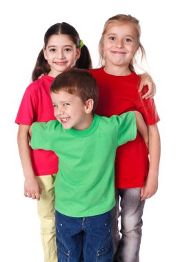 Happy kids standing together clipart