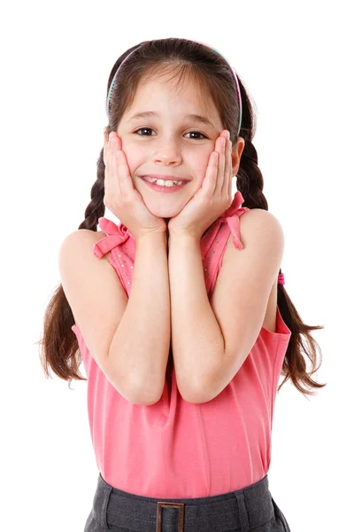 Удивлённая и улыбающаяся маленькая девочка — стоковое фото