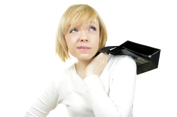 Žena s nákupní taškou — Stock fotografie