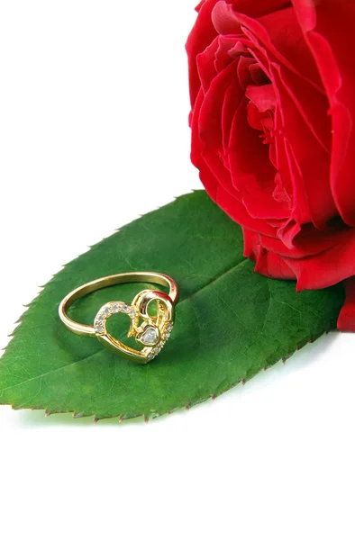 Δαχτυλίδι με τριαντάφυλλο — Φωτογραφία Αρχείου