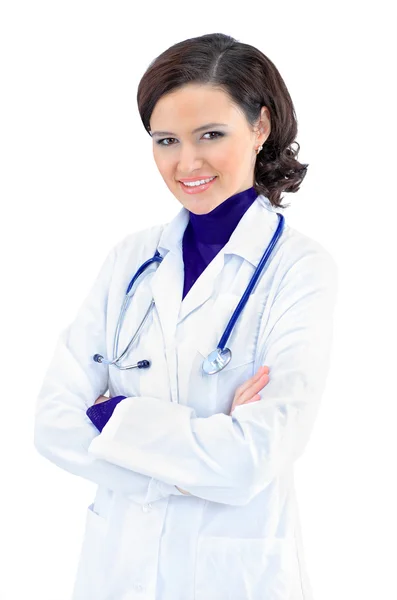 Médica atraente. Isolado sobre um fundo branco — Fotografia de Stock