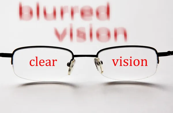 Blurred vision clear vision with glasses — Stock Photo, Image